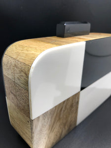 Black and White Wood Clutch